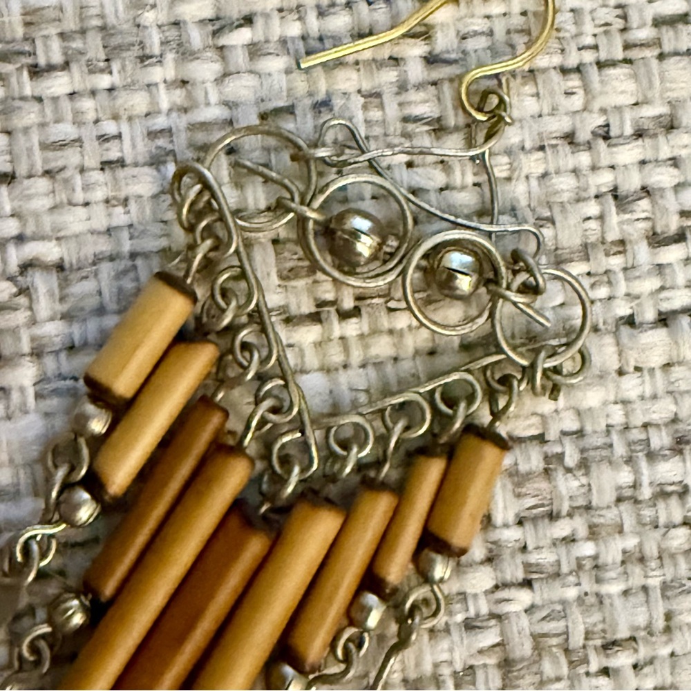 5 for $25!! Vintage Bamboo Bohemian Earrings - Picture 5 of 9